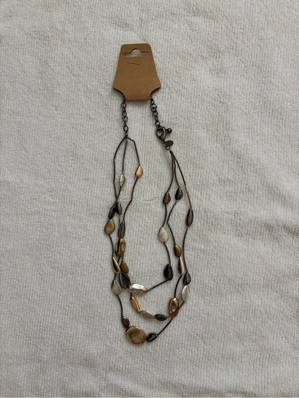 Tri-Tone Leaf Accent Layered Necklace - Women Jewelry